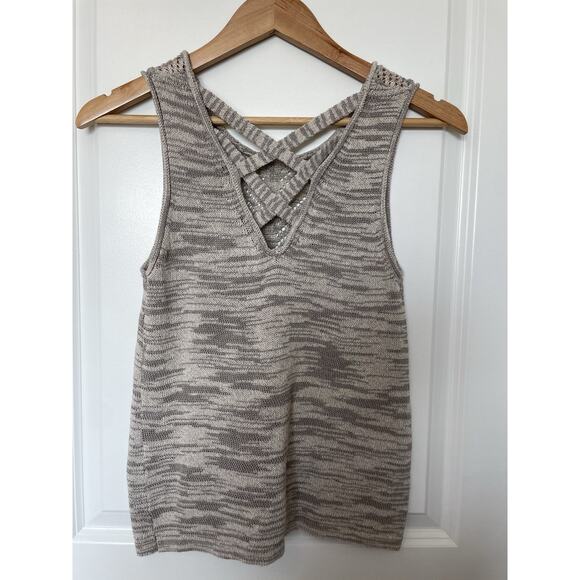 Lucky Brand Women’s Heathered Sweater Tank Crisscrossed Back Size XS Cozy Soft - Picture 3 of 6